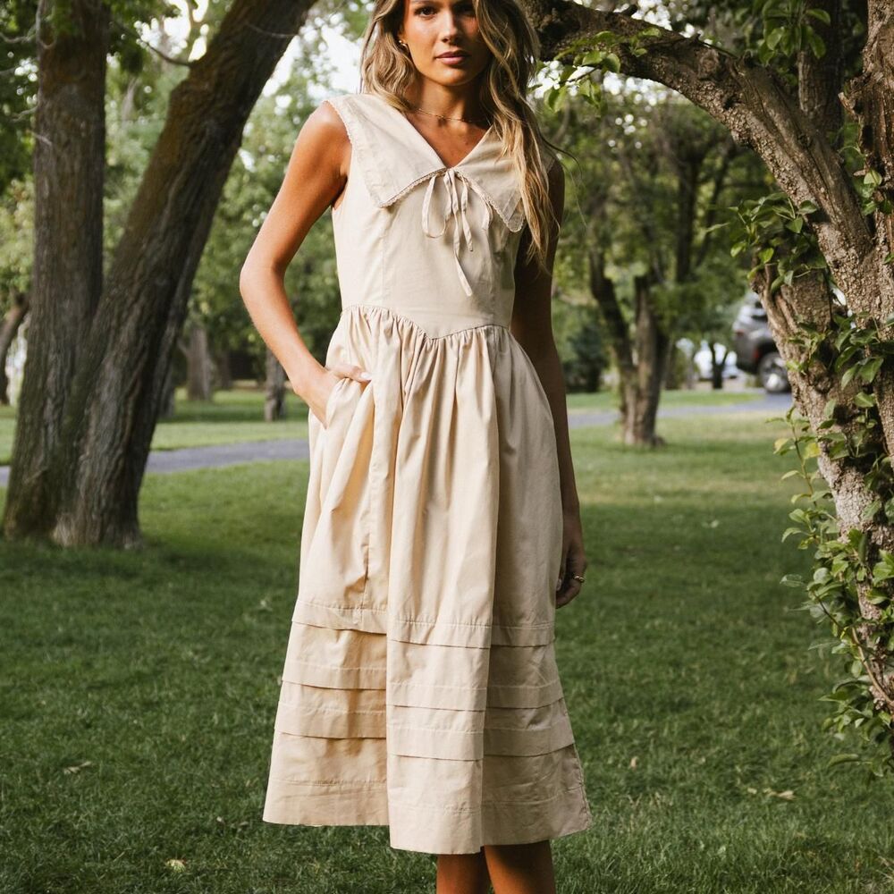 Bohme Women's Cream and Tan Dress